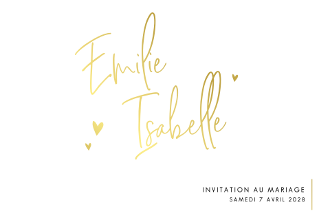 Faire-part de mariage simple et élégant avec des dorures
