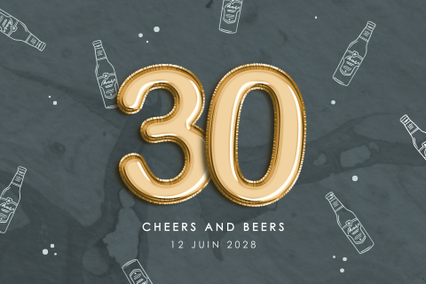 Carte d'invitation pour le 30e anniversaire avec un thème de bière