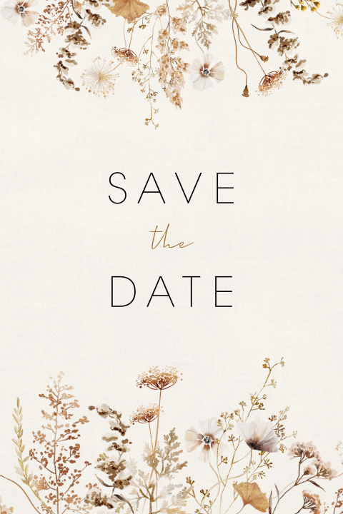 Save the date vintage avec des fleurs de champs