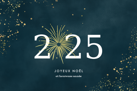 Carte de vœux professionnelle avec des feux d'artifice et dorures