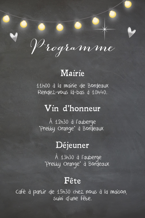 Feuillet avec un fond noir, des cœurs et une guirlande