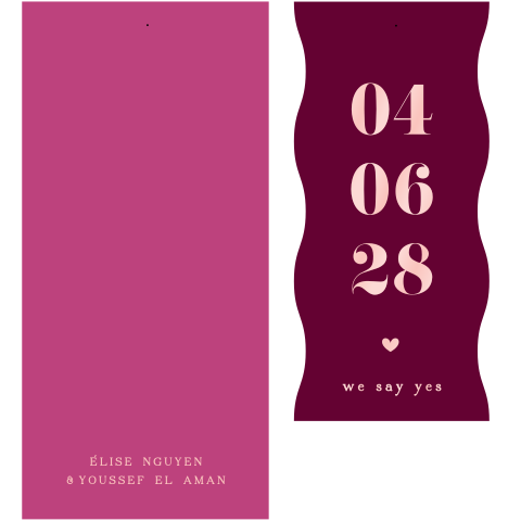 Faire-part de mariage élégant, tendance et affirmé – cartes superposées et color blocking