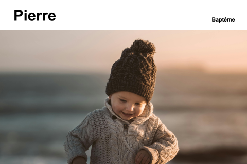 Faire-part de baptême minimaliste avec photo et design moderne