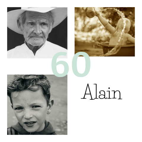 Carte d'invitation minimaliste pour les 60 ans avec trois photos