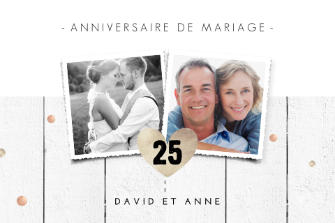 Invitation anniversaire mariage avec photos et des confettis