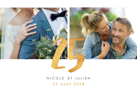 Invitation noces d'argent avec 2 photos