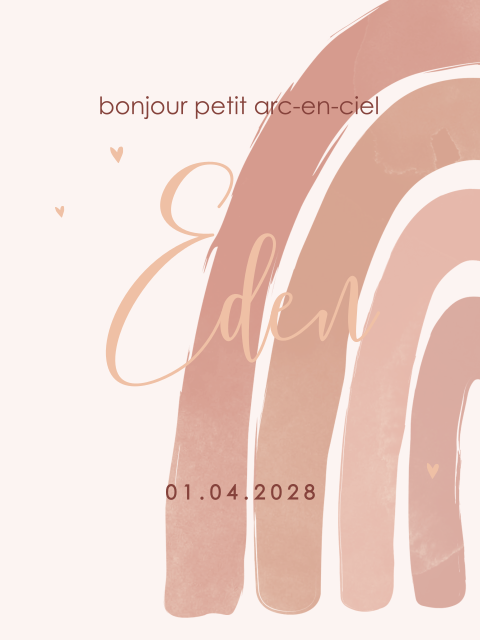 Affiche chambre d'enfant avec arc-en-ciel et cœurs