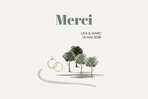 Carte de remerciement avec jolies illustrations et photo