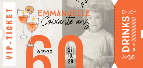 Carte d'invitation sous forme de VIP-ticket en orange