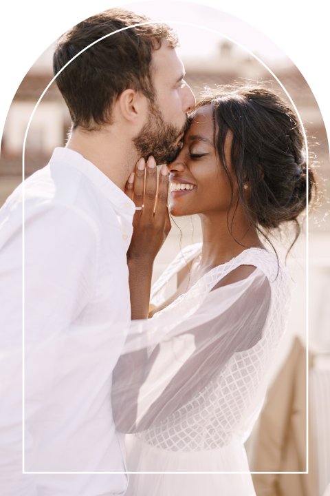 Faire-part de mariage avec photo en arche, à personnaliser