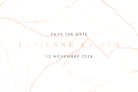 Save the date avec un effet marbré et dorure rosée