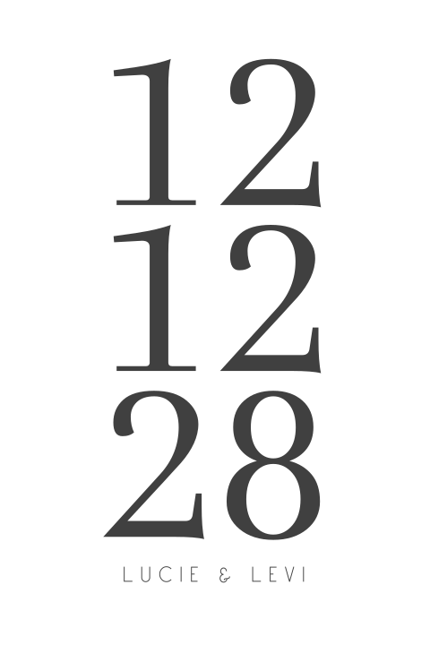 Faire-part de mariage moderne avec date en noir et blanc