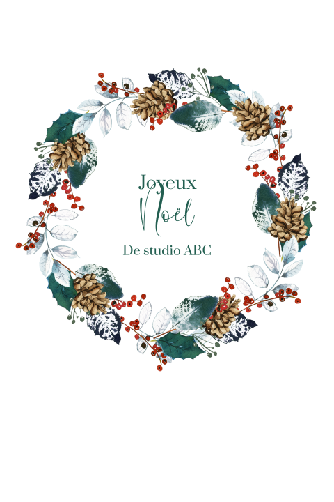 Carte de Noël professionnelle transparante avec une couronne de Noël