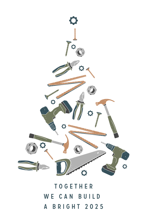 Carte de Noël professionnelle avec un sapin sur le thème d'artisanat