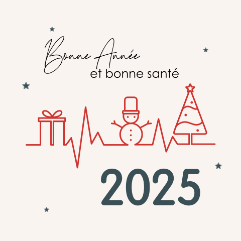 Carte de Noël professionnelle avec une ligne de moniteur cardiaque