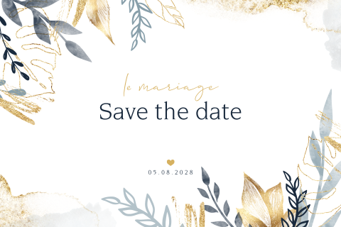 Save the date avec des branches de couleur dans un style doré