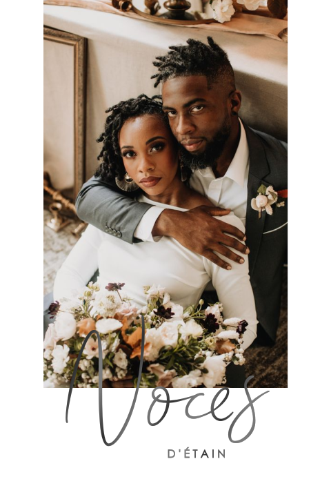 Invitation moderne pour le 10e anniversaire mariage avec vernis noir