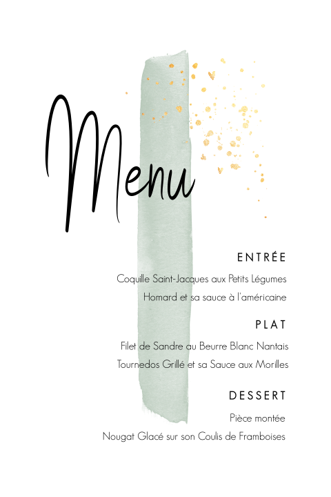 Carte de menu avec des rayures dans un style aquarelle