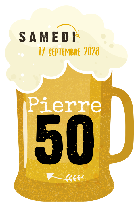 Invitation pour les 50 ans sous la forme d'un verre à bière