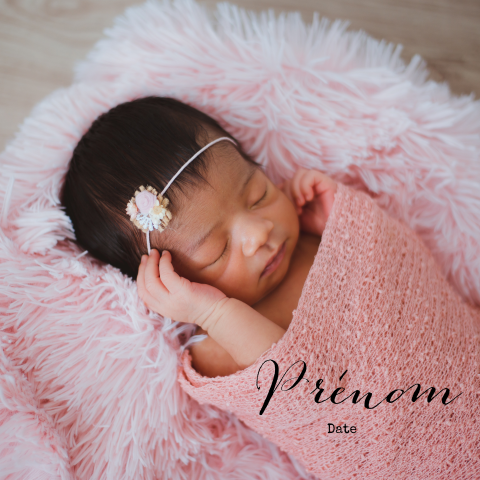 Faire-part de naissance avec une grande photo et une écriture ludique