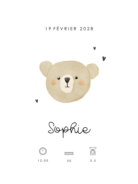 Affiche pour la chambre de bébé avec un charmant ours