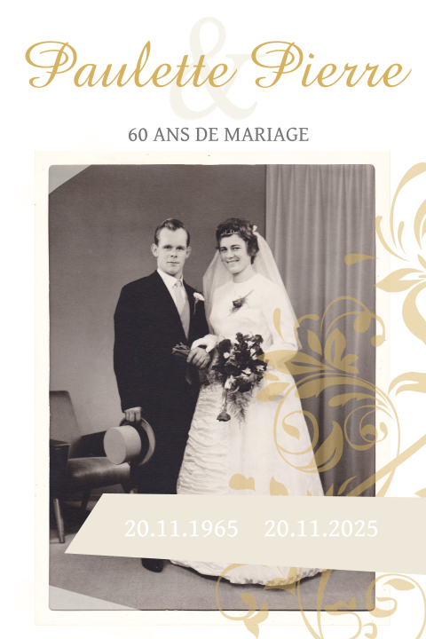 Invitation noces de diamant avec de délicats ornements