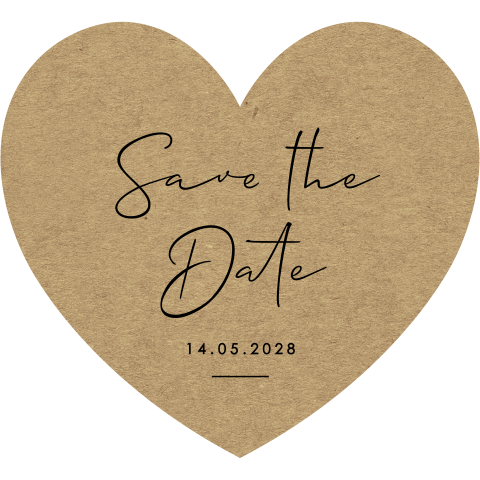 Save the date en forme de cœur avec aspect kraft