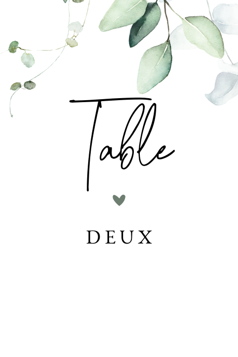 Marque table élégant avec des feuillages en aquarelle