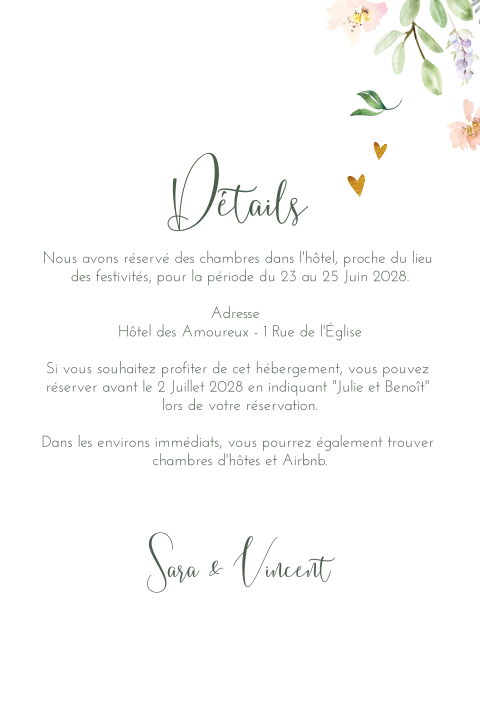 Feuillet avec des fleurs pastels et des cœurs