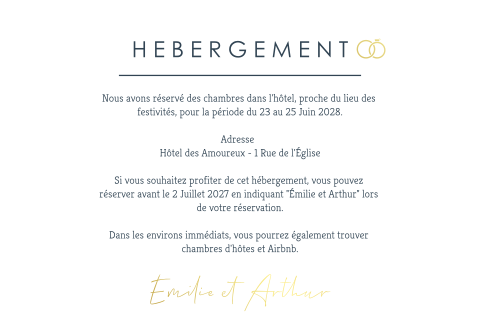 Feuillet d'informations bleu et or avec des alliances