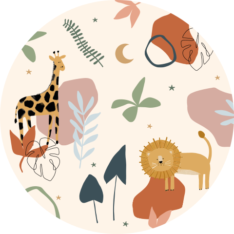 Kreis Alu-Dibond Giraffe et Lion