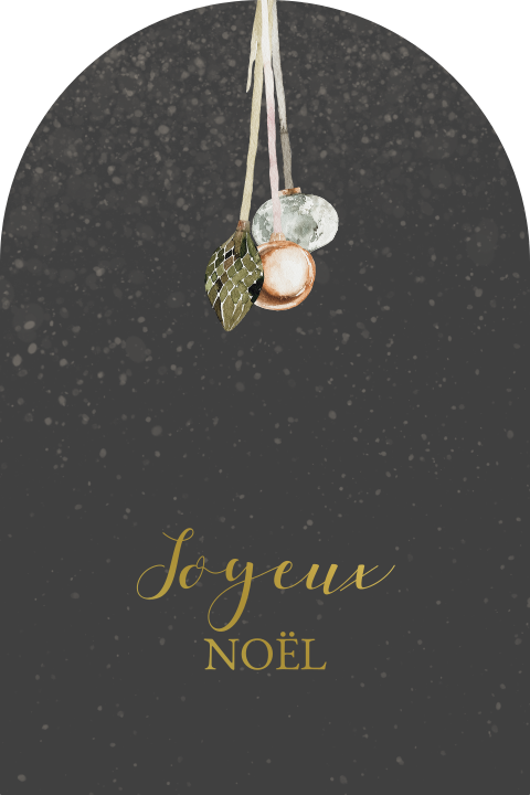 Carte de Noël découpée minimaliste avec dorures sur fond foncé