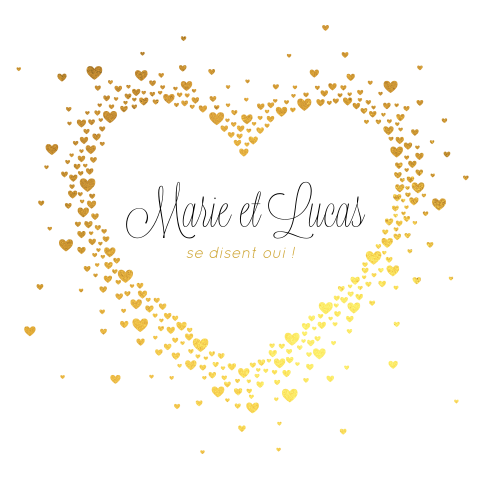 Faire-part de mariage romantique avec un cœur doré