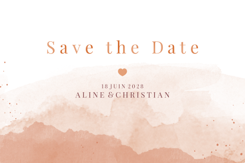Save the date avec un dégradé de rose en aquarelle et un cœur
