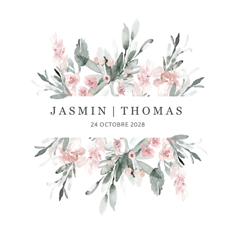 Faire-part de mariage florale avec des fleurs roses
