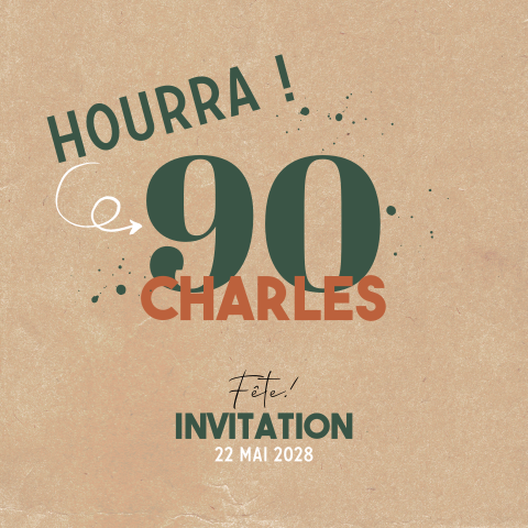 Carte d'invitation pour le 90e anniversaire en style vintage