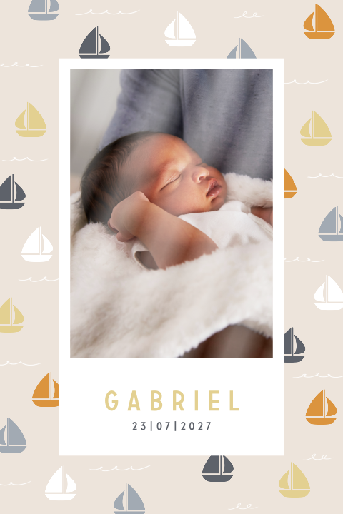 Faire-part de naissance garçon avec voiliers