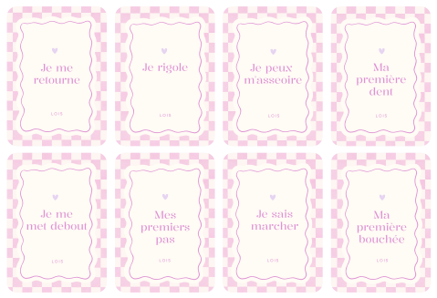Cartes-étapes Bébé design rétro-moderne rose