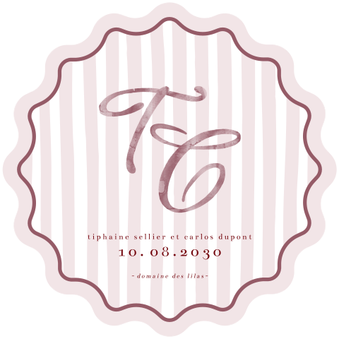 Faire-part de mariage original avec rayures et couleurs rouge cerise