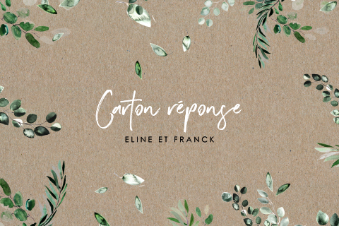 Carton réponse avec des branches d'eucalyptus sur du papier kraft
