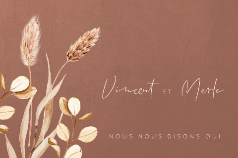 Faire-part vintage-florale avec des fleurs séchées