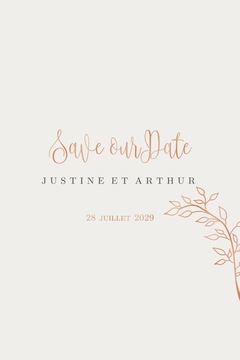 Save the date avec une élégante branche en vernis