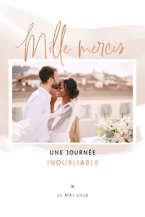 Carte de remerciement moderne avec photo et aquarelle