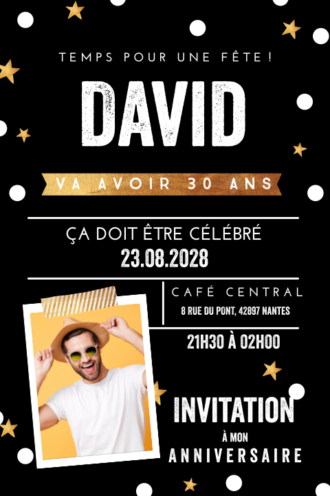 Carte d'invitation d'anniversaire dans un style cool et élégant