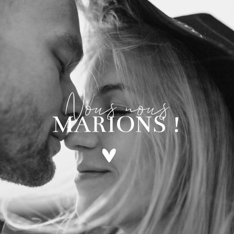 Faire-part avec photo, coins arrondis et cœur