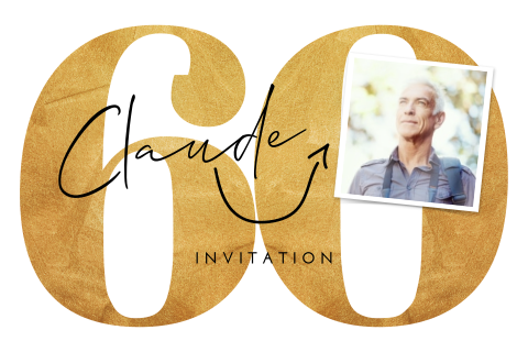 Carte d'invitation magnifique sous forme de 60 avec une photo