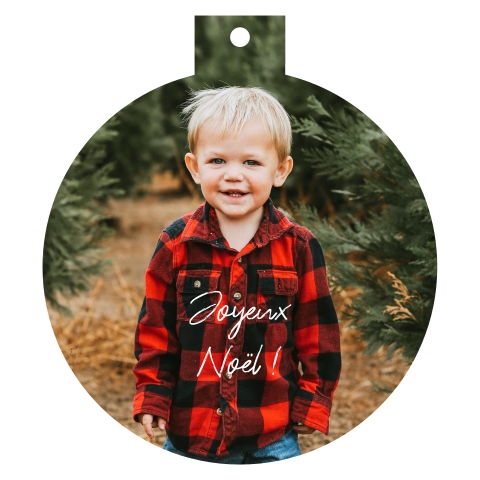 Carte de Noël originale sous forme de boule de Noël avec photo