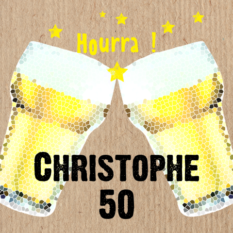 Carte d'invitation pour les 50 ans avec des verres à bière