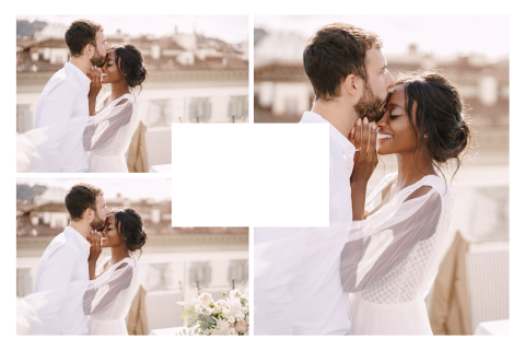 Faire-part de mariage avec 3 photos, à personnaliser soi-même