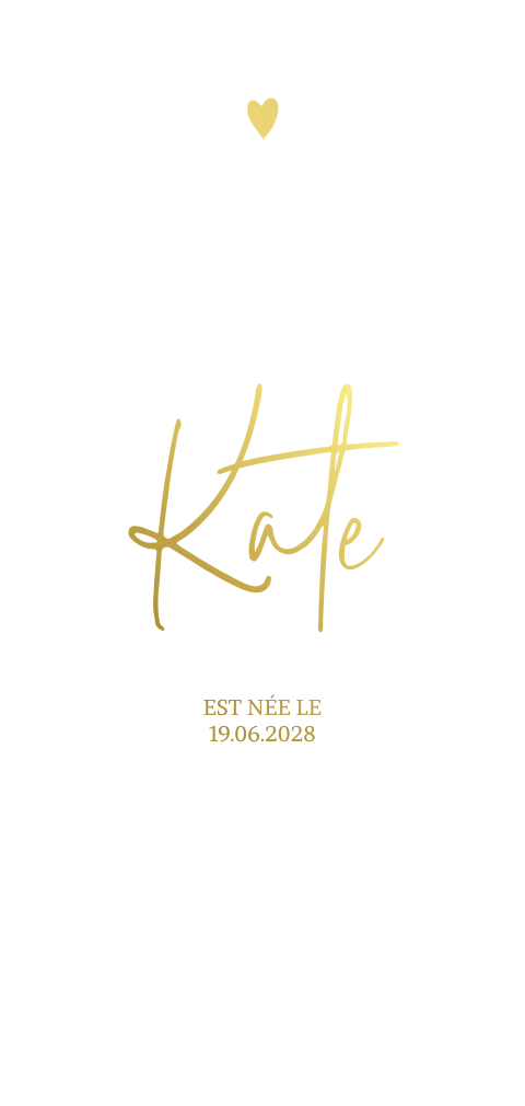 Faire-part de naissance avec dorure portrait xl à créer